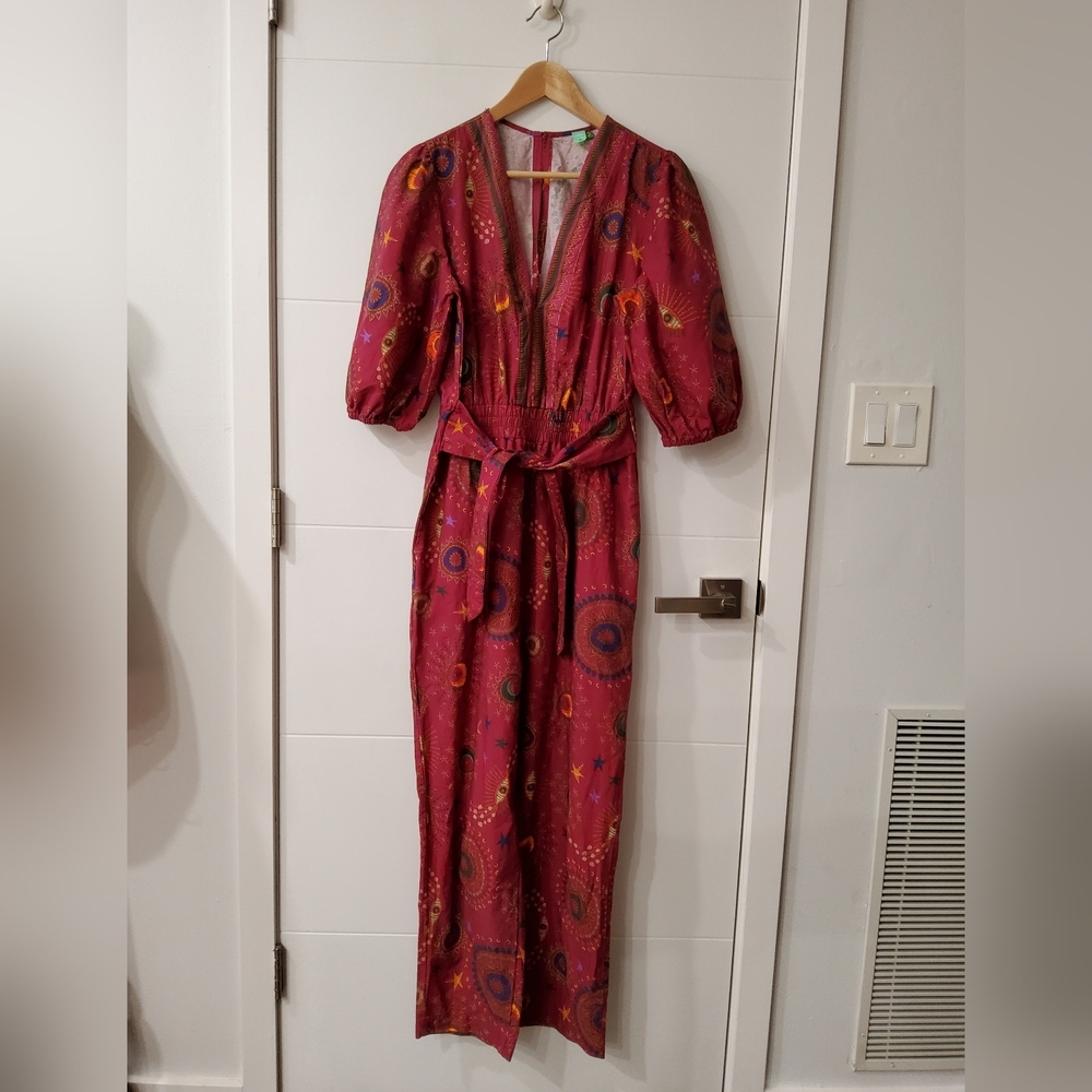 FARM Rio Vibrant Red Patterned Jumpsuit - Picture 3 of 13